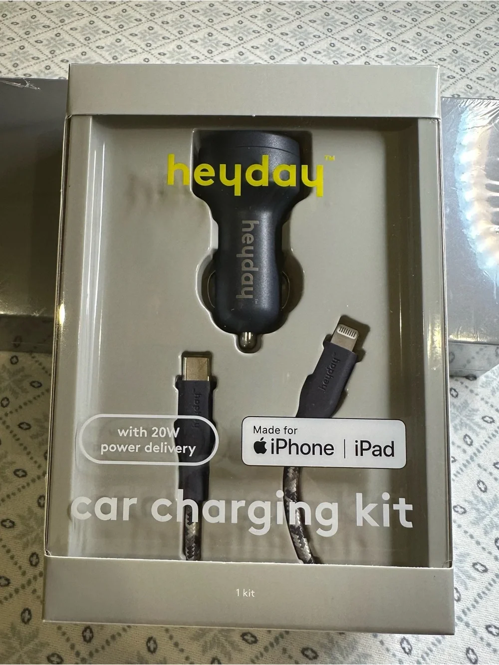 heyday Gray Charging Accessory Box with Yellow Logo